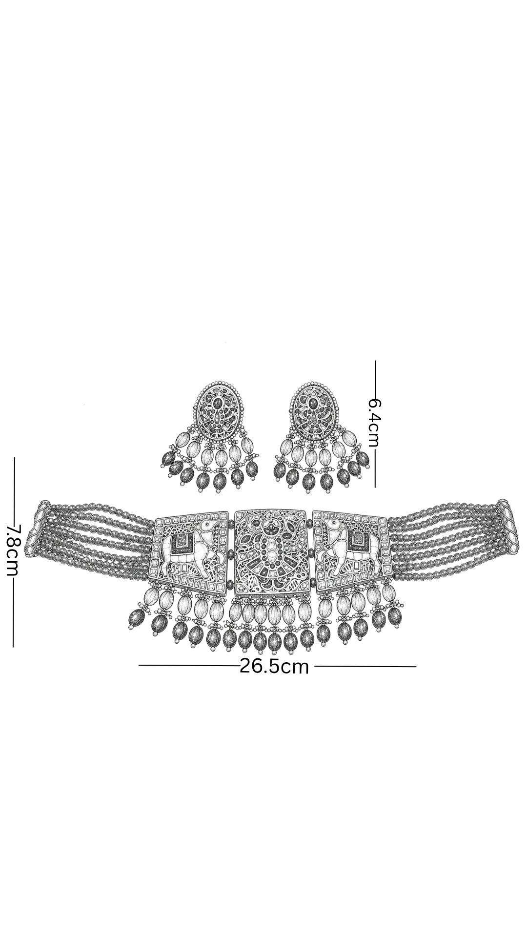 Polki Necklace Set - Temple