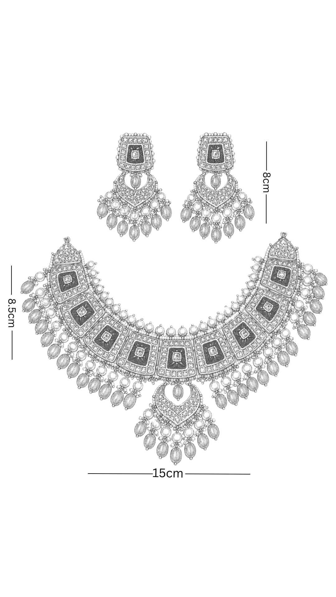 Polki Necklace Set - Navratan