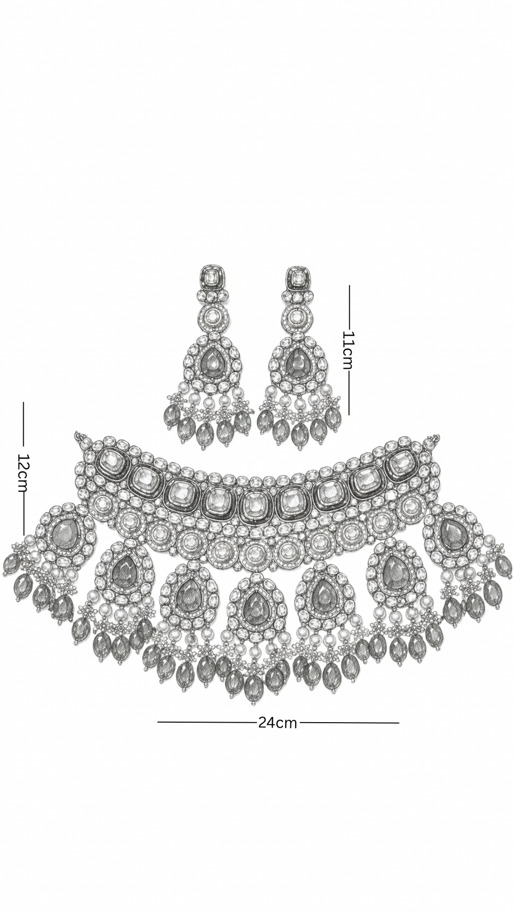 Polki Necklace Set- Navratan