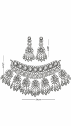 Polki Necklace Set- Navratan
