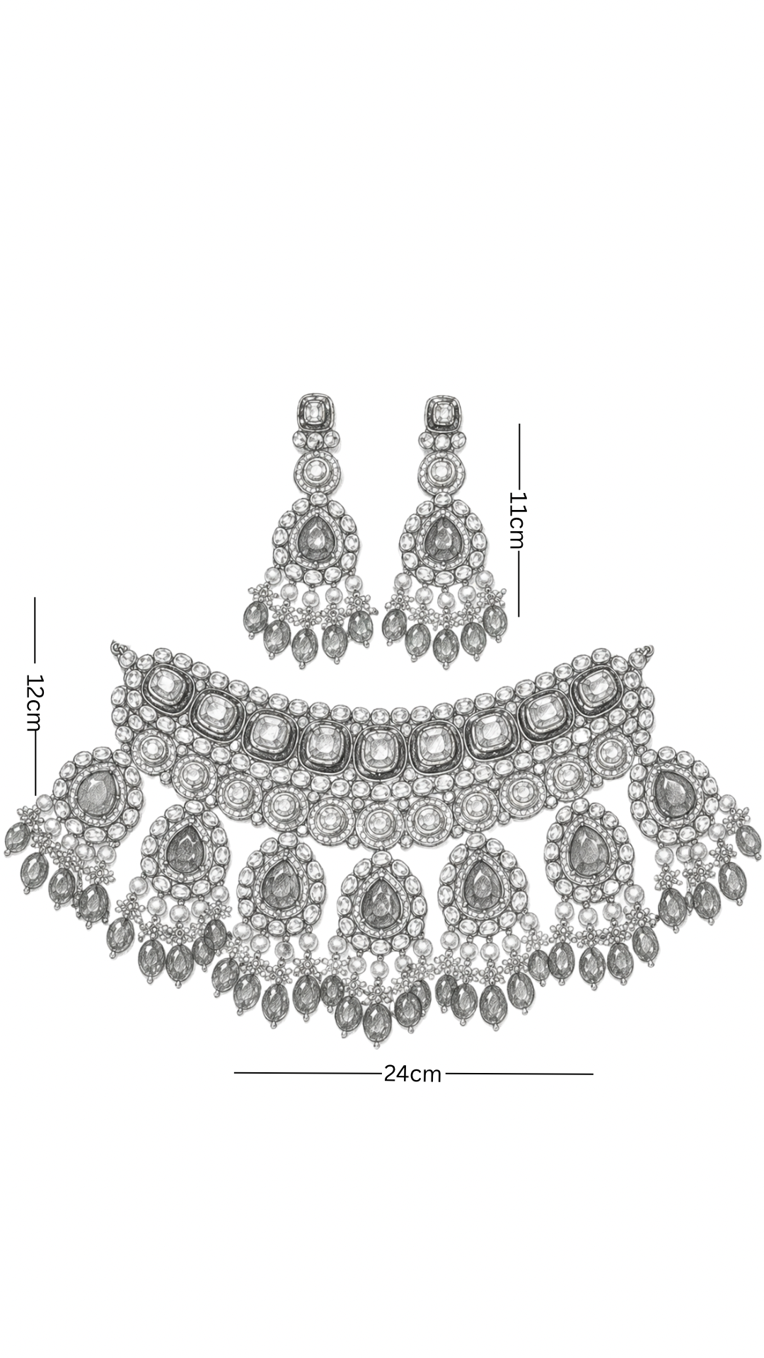 Polki Necklace Set- Navratan
