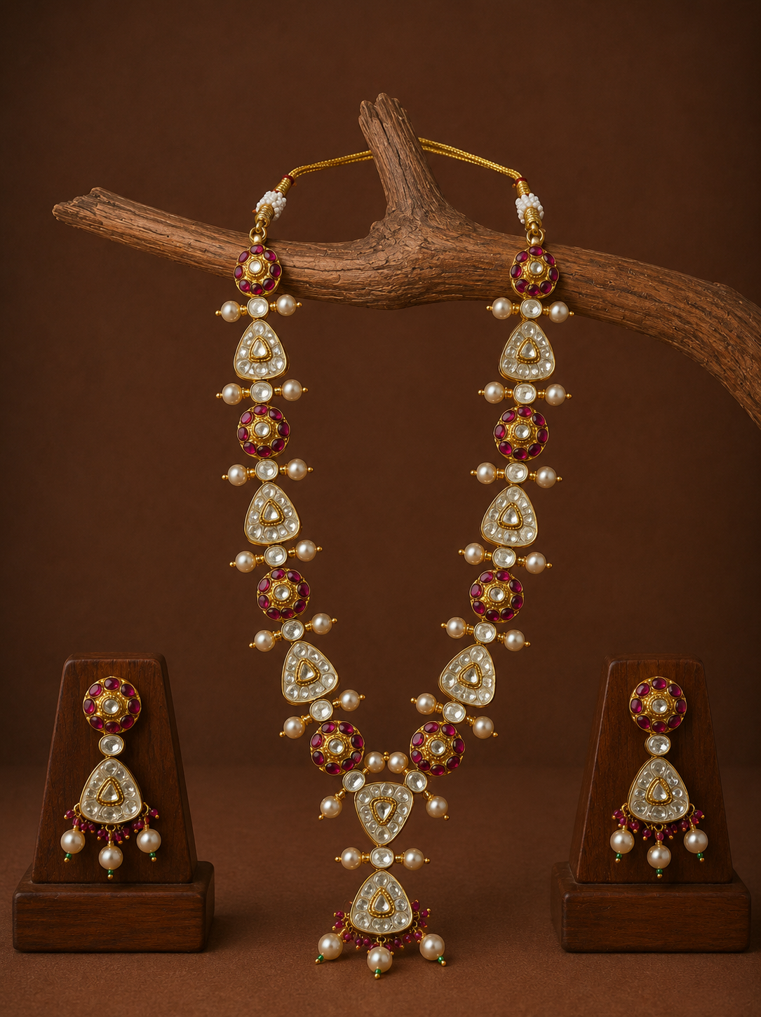 Ruby Pearl Polki String