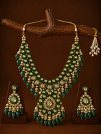 Emerald Polki Long Pendant Set