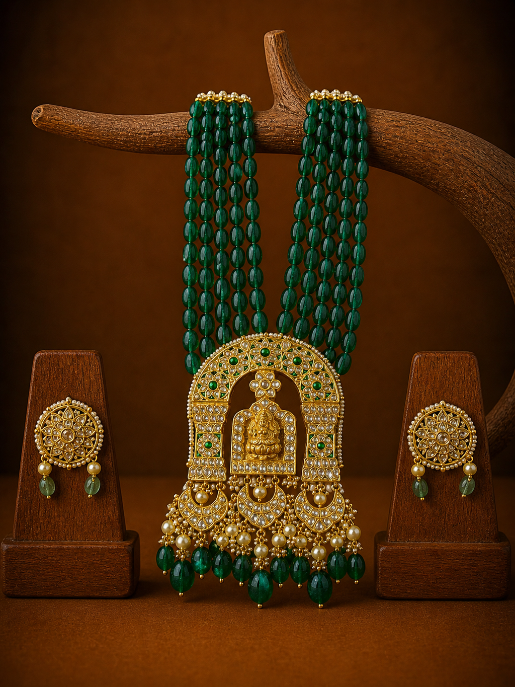 Polki Pendant Set - Temple