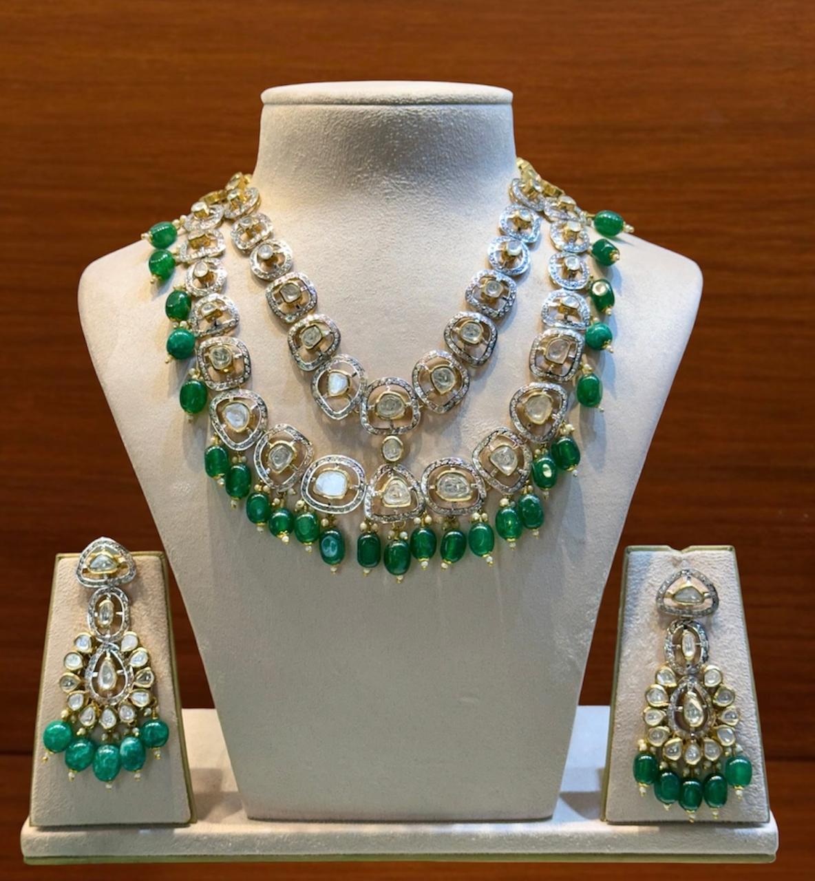 Green Two layer Polki Set