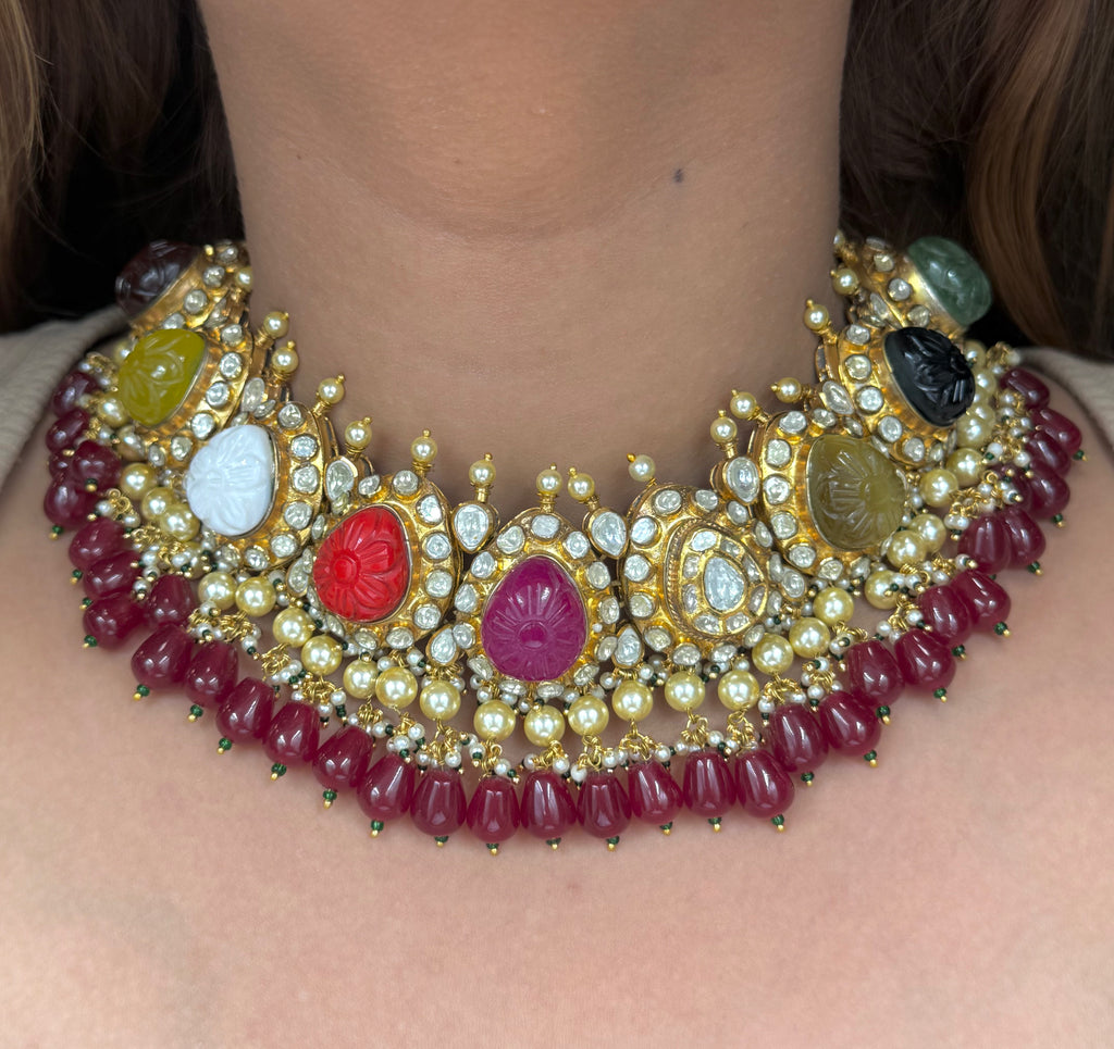 Red Navratan Guluband Set