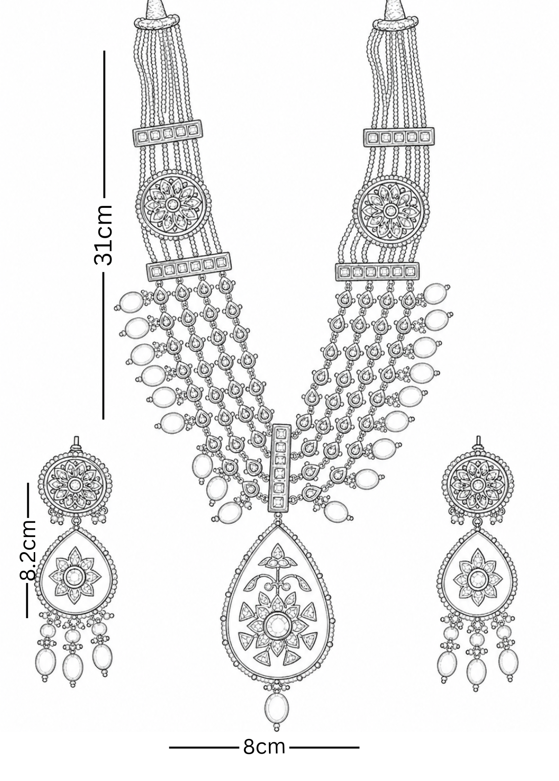 Long Polki Pendant Set