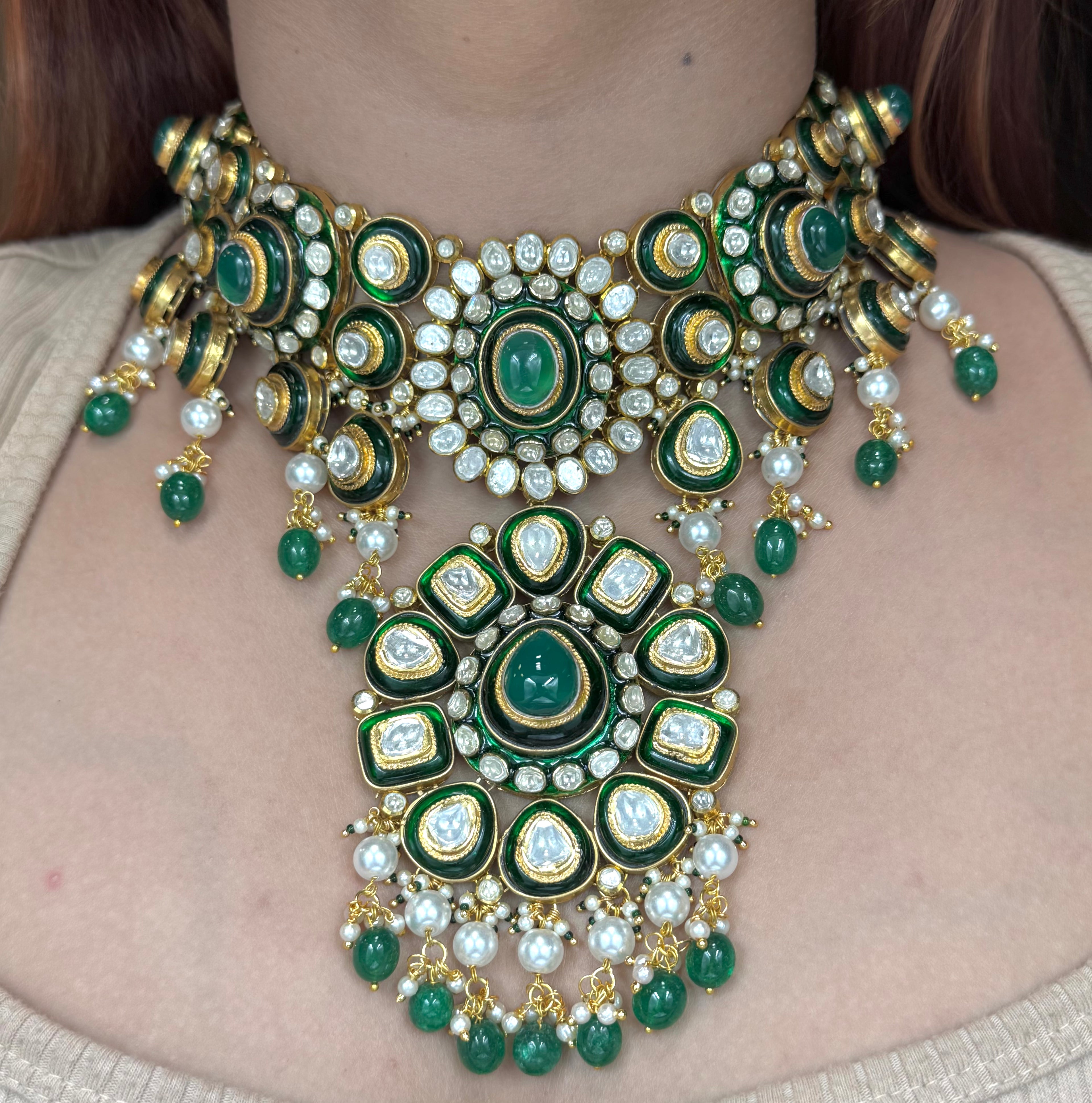 Emerald Polki Choker Set