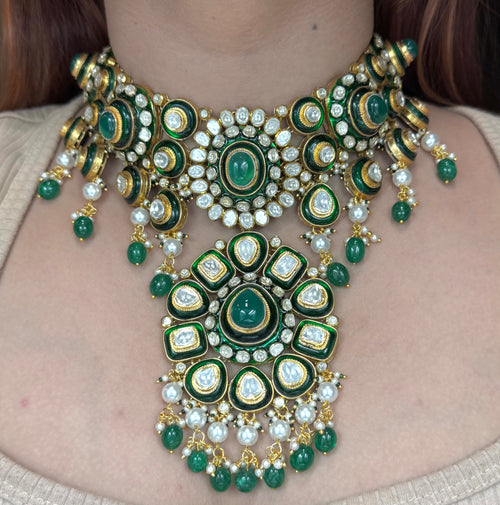 Emerald Polki Choker Set