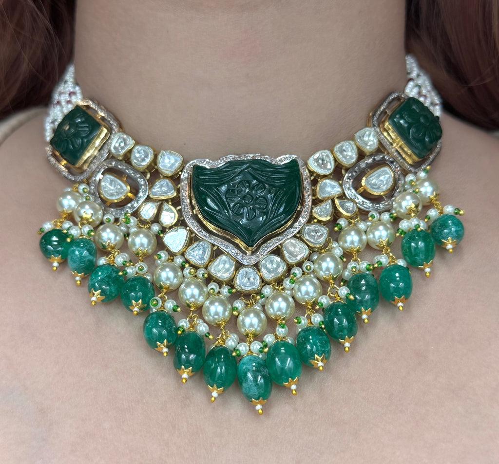 Emerald Polki Chikpatti Set