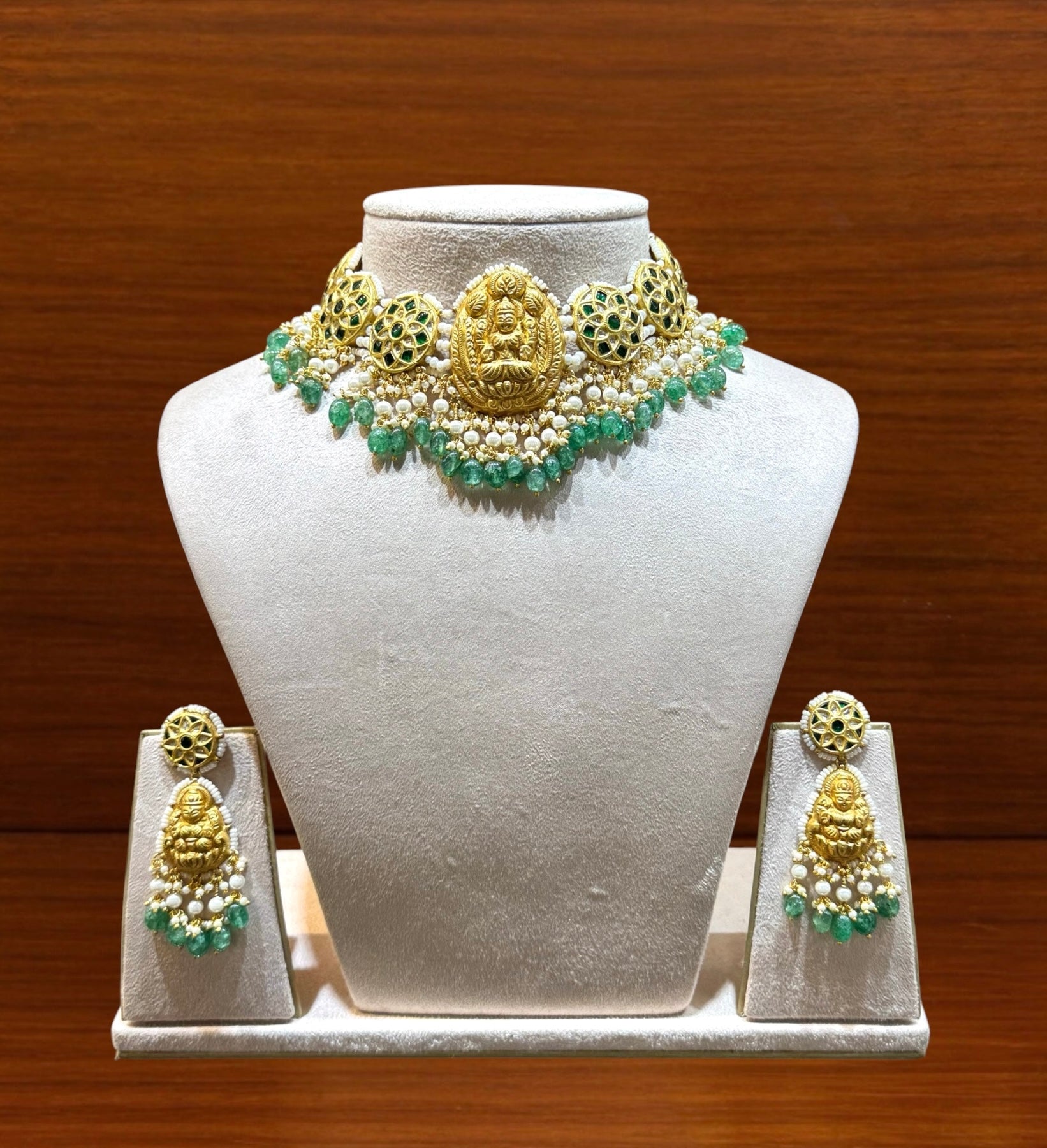Polki Necklace Set - Temple