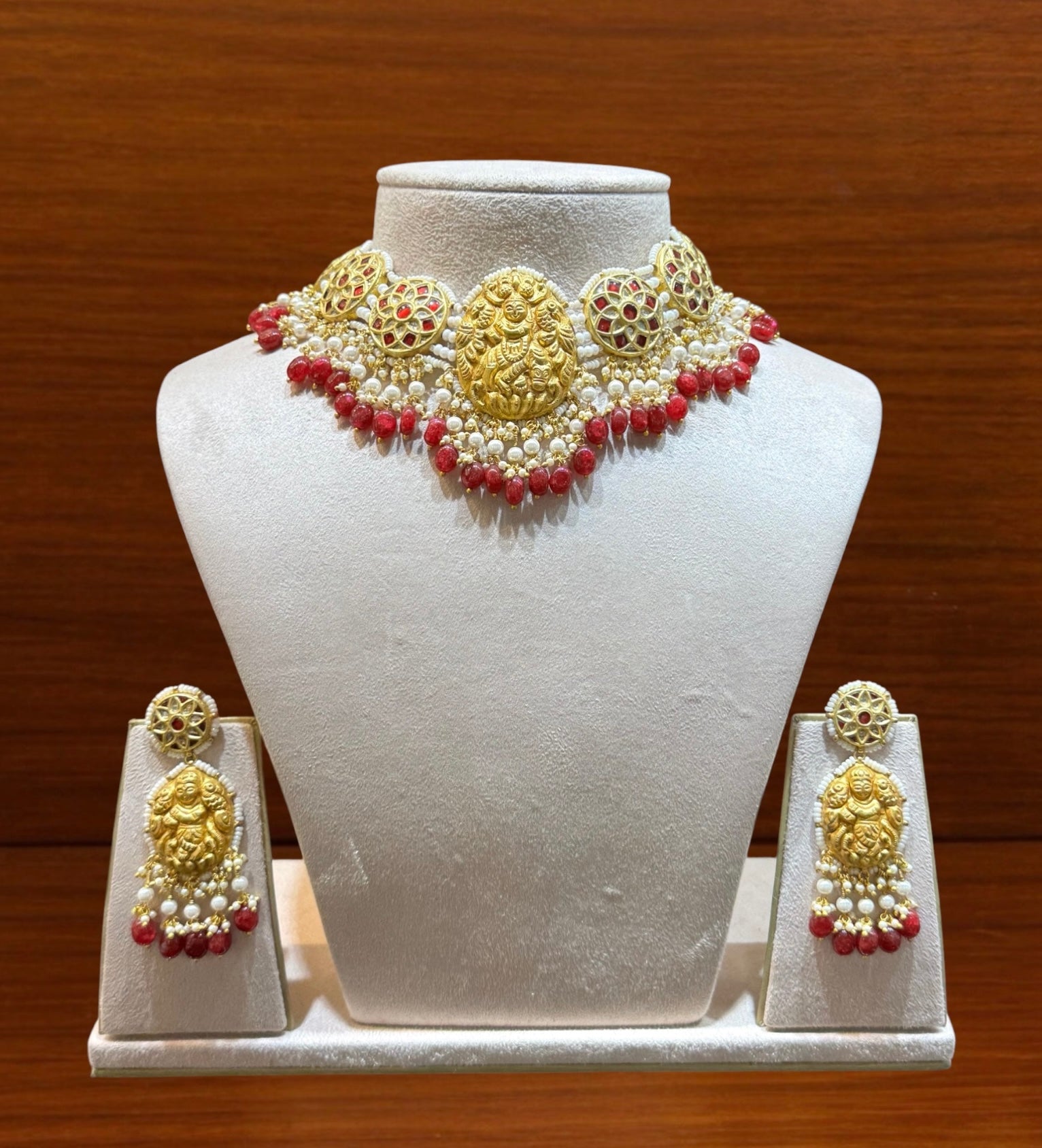 Polki Necklace Set - Temple