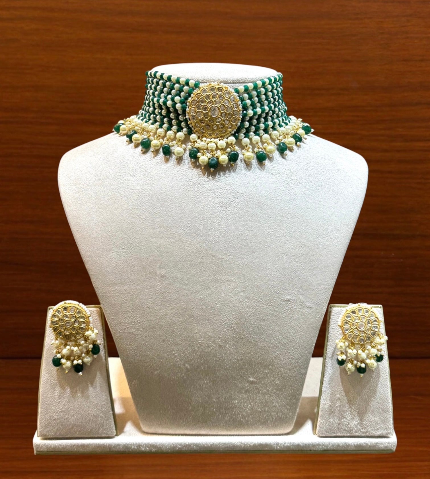 Pearl Polki Chikpatti Set