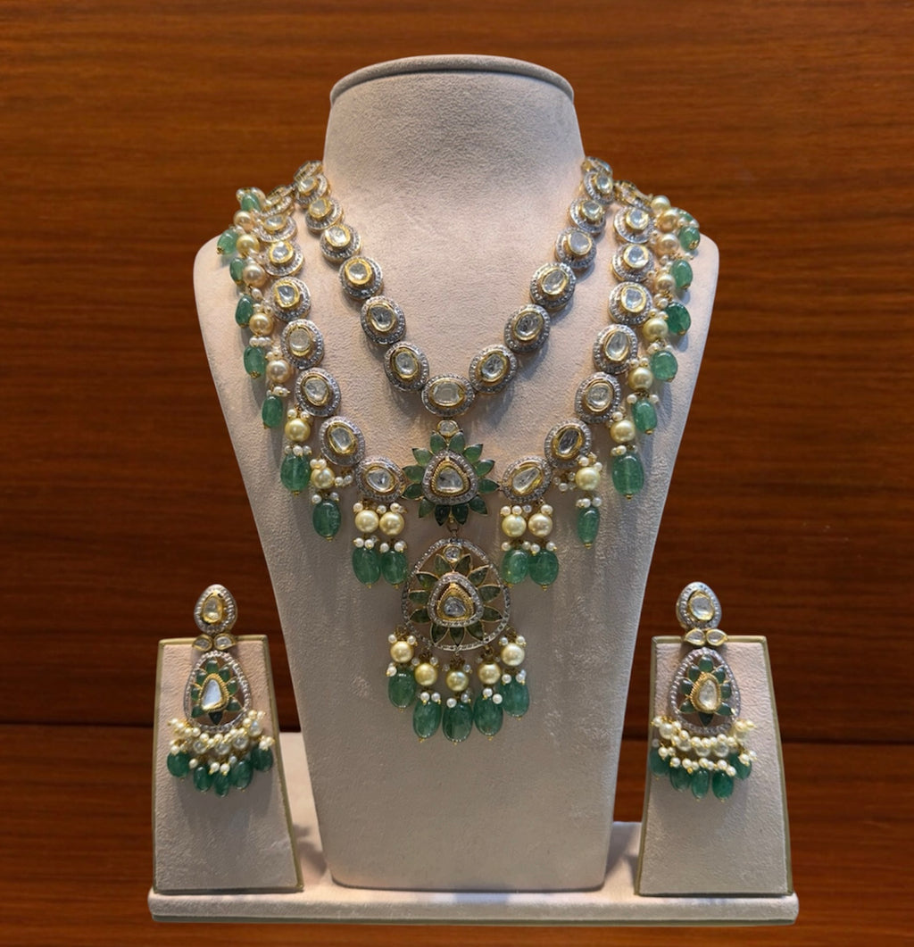 Two-Layer Polki Pendant Set