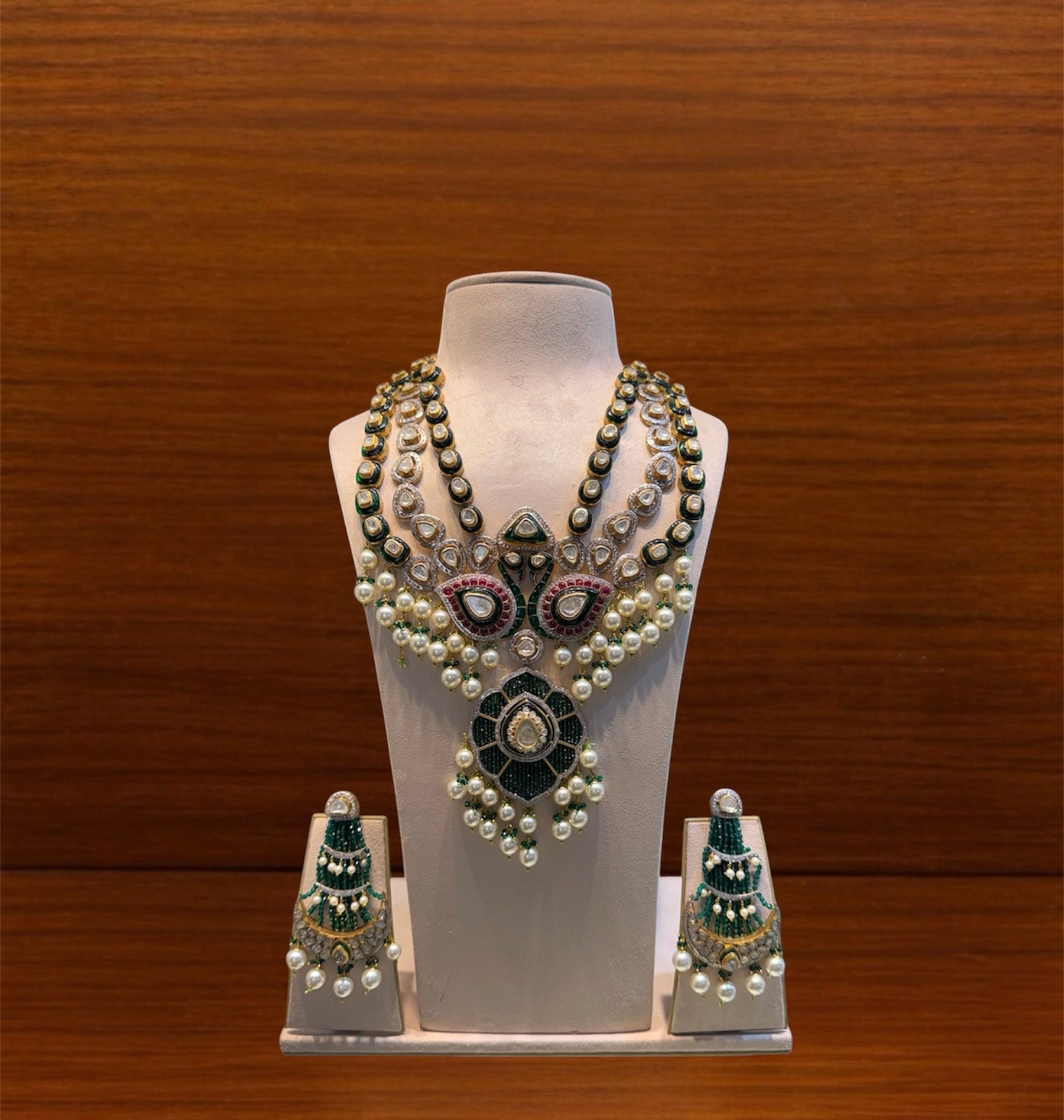 Layered Polki Pendant Set