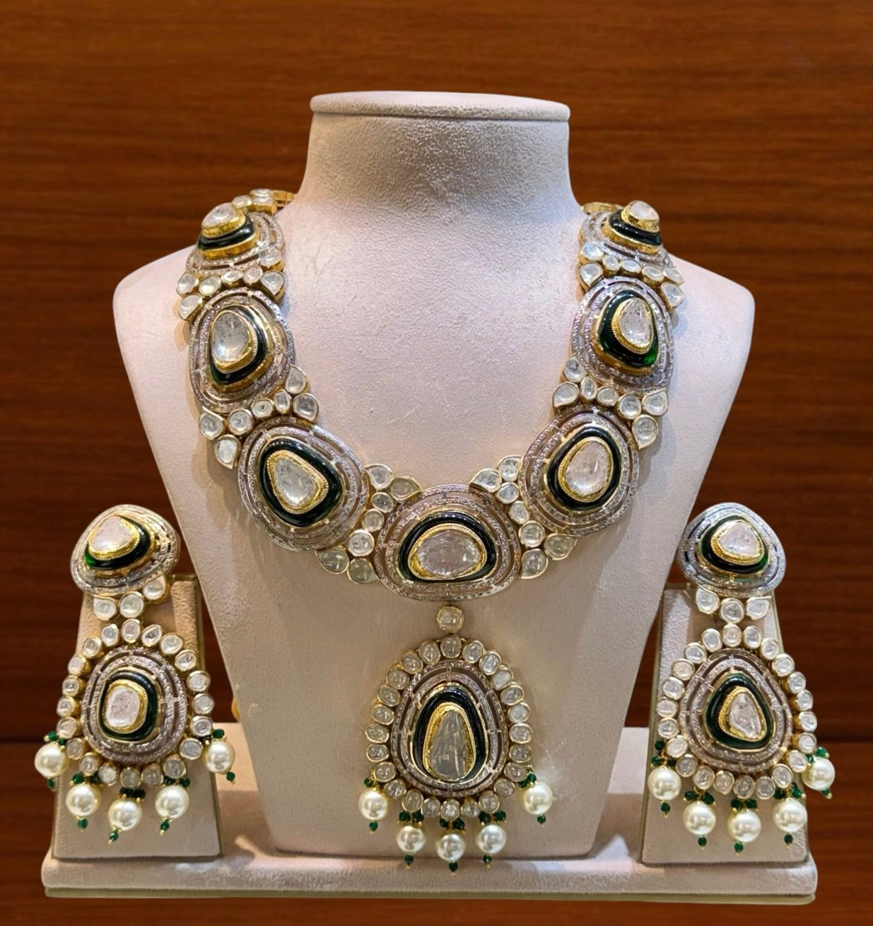 Diamond Polki Pendant Set