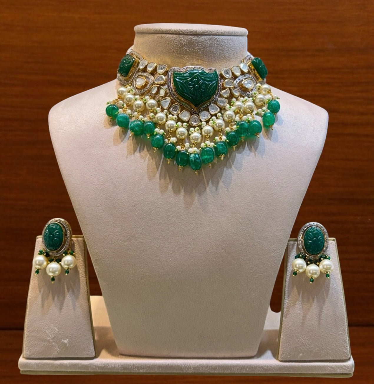 Emerald Polki Chikpatti Set