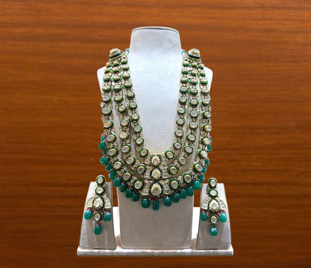 Emerald Polki Three-Layer Long Set