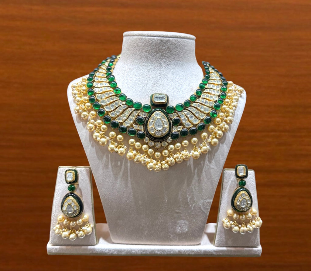 Emerald Pearl Polki Guluband