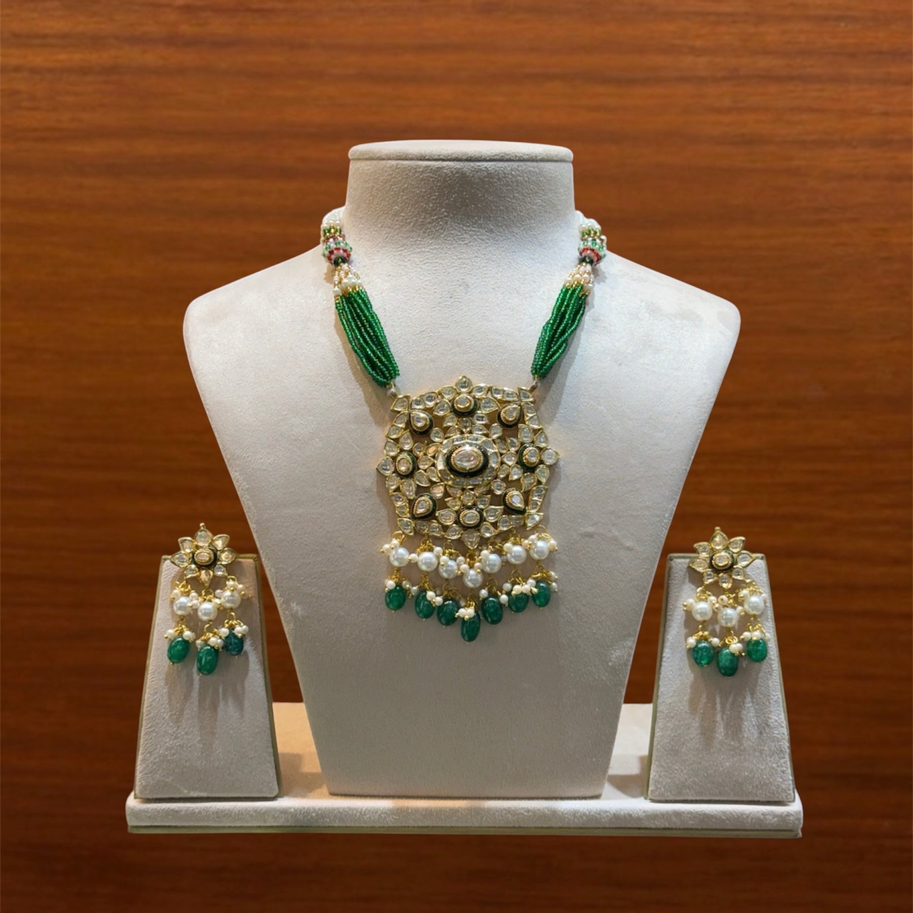 Traditional Green Polki Pendant