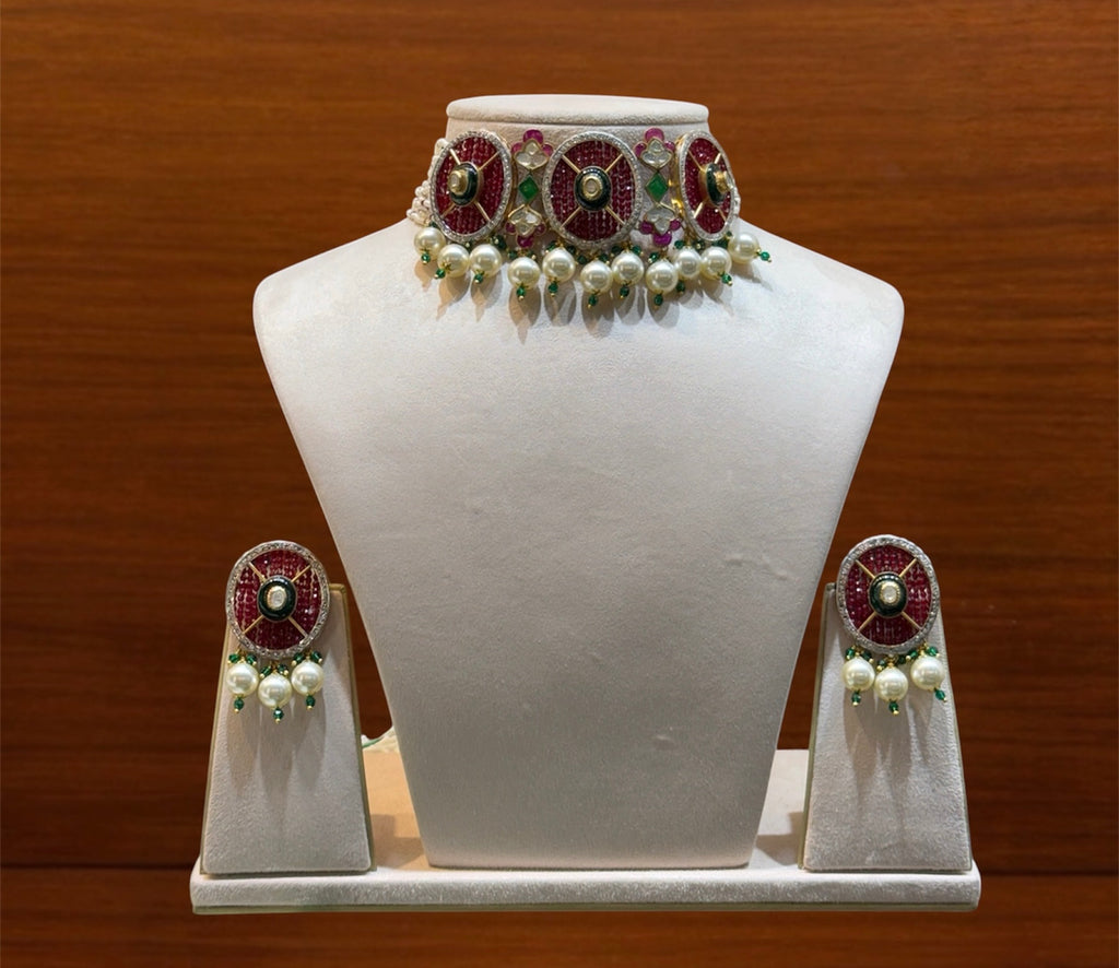 Emerald Ruby Polki Chikpatti