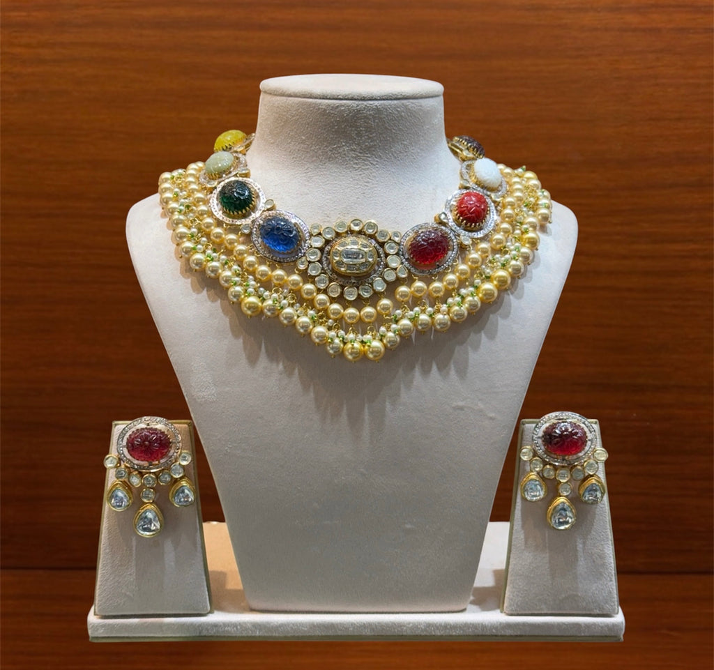 Navratan Pearl Polki Guluband