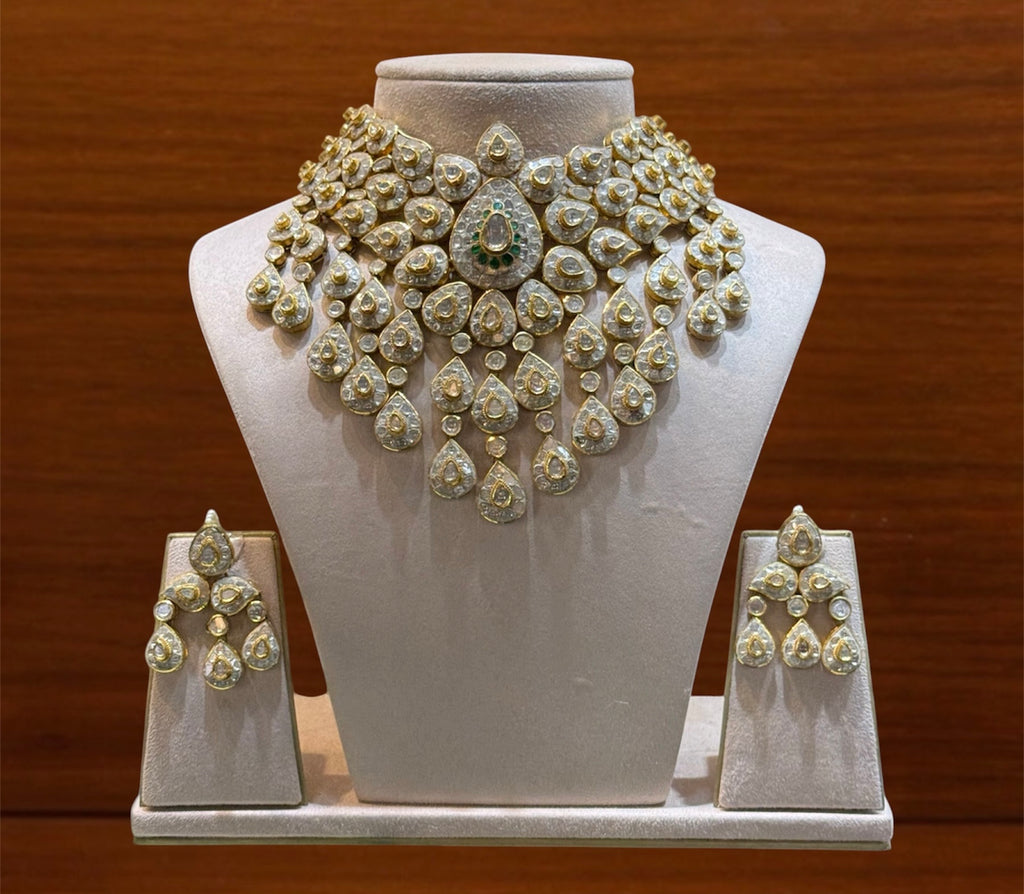 Royal Polki Cascade Necklace Set