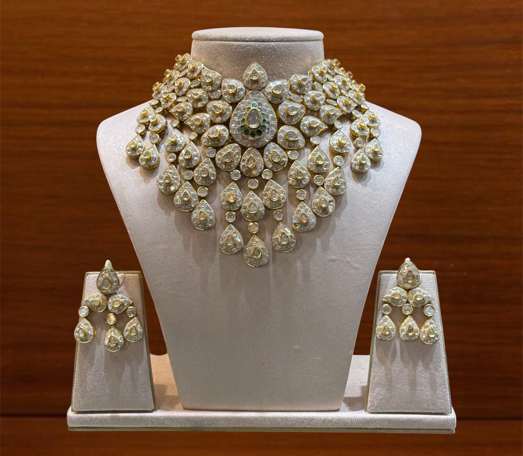 Royal Polki Cascade Necklace Set