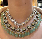 Green Double-Layered Polki set