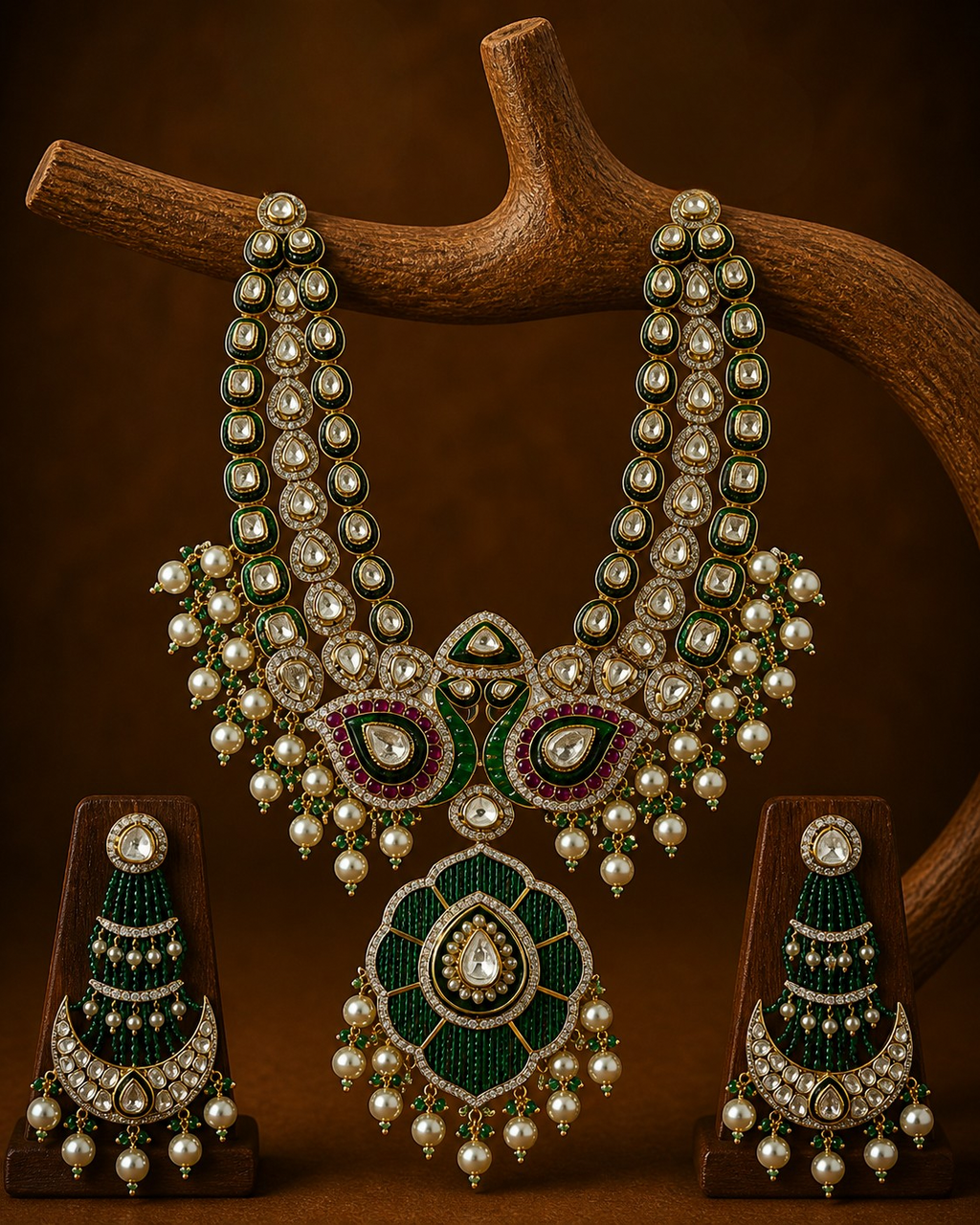 Layered Polki Pendant Set