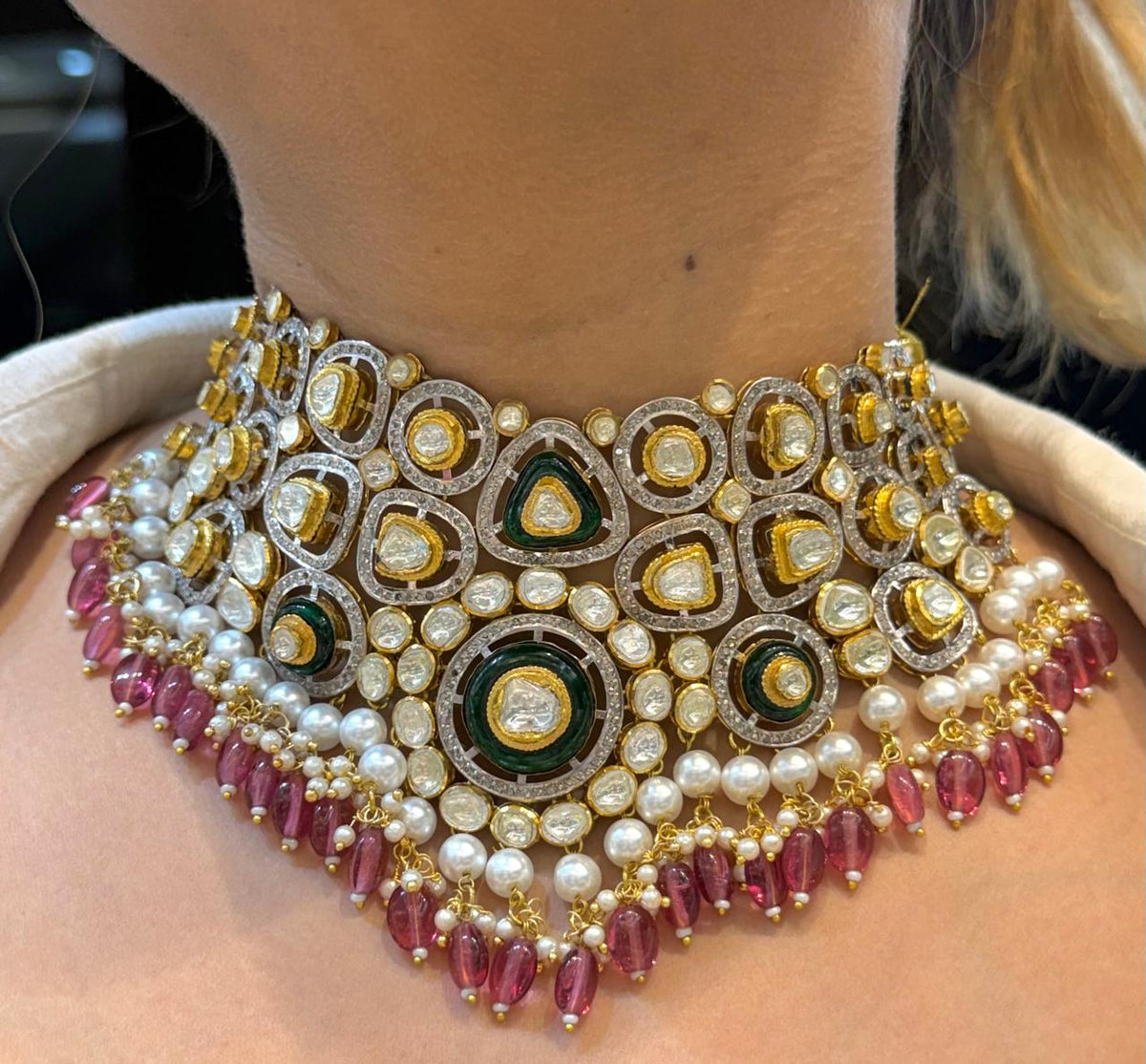 Gulabi Mehr Polki Choker Set
