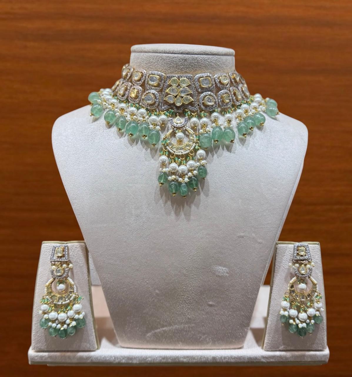 Green Choker Polki Set