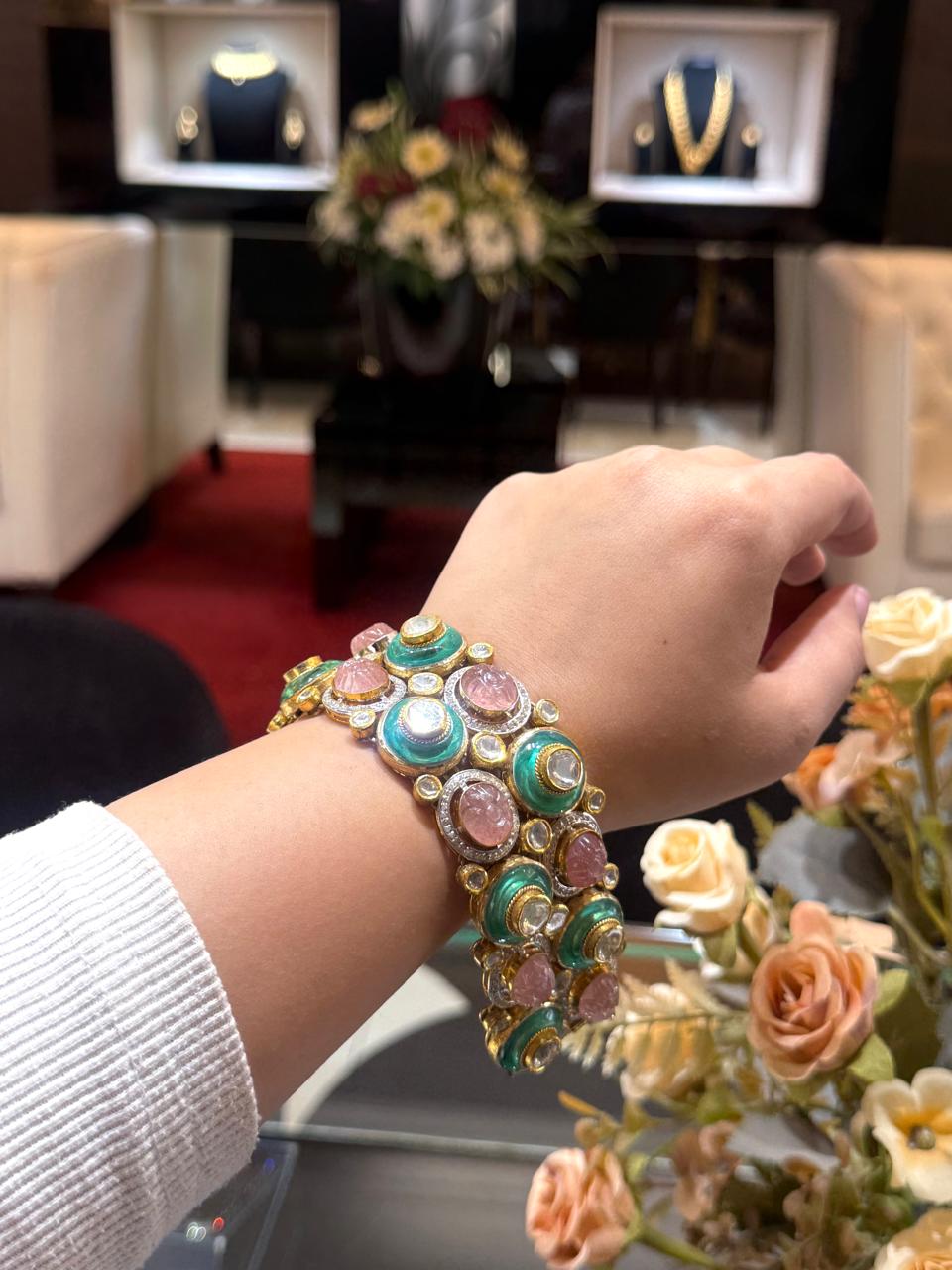 Royal Meenakari Polki Bracelet